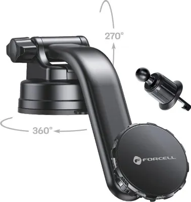 Obrázek produktu pro FORCELL F-Grip MagLuxe držák do auta vhodný na čelní sklo/desku/mřížku magnetický černý