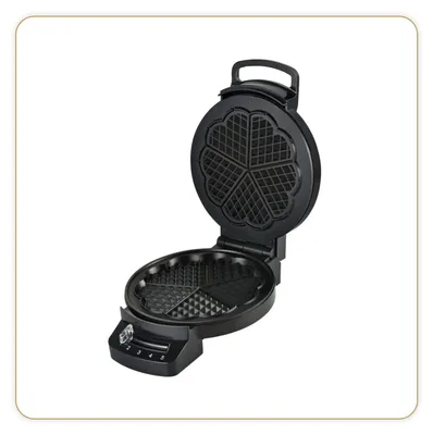 Waffeleisen für 5 Herz-Waffeln, 1200 W, Antihaft, Schwarz
