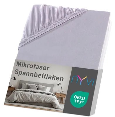 Produktbild von NYVI Spannbettlaken DreamScience Mikrofaser 180 - 200x220 cm silber für Boxspringbetten bis 32 cm - Weich & Anschmiegsam, Rundumgummizug, Bügelfrei