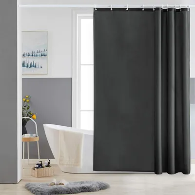 Zdjęcie produktu dla Furlinic Wąska Zasłona Prysznicowa Poliester Tkanina Wodoodporna 150x200cm ciemnoszary