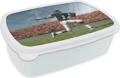 Produktbild von KitchenYeah® Lunchbox Brotzeit Brotdose 17x11 cm American-Football-Spieler im Stadion Kinder Brotzeitdose - Lunch Box - Kinder - Sandwich-Box - Schulbox - Lunch Boxen