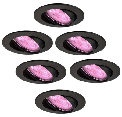 Image de Ledvion lot de 6 spot encastrable LED rond noir RGB dimmable WiFi