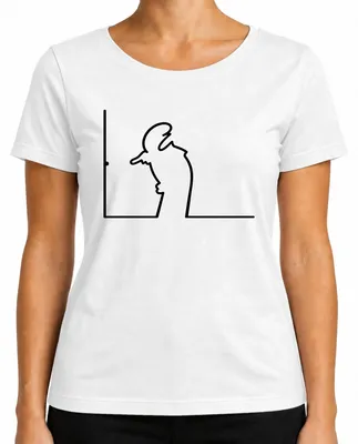 Imagen del producto de Camiseta para mujer, diseño "Linea Balum Strichmännchen" de Osvaldo Cavandoli, estilo "Kult", color blanco, talla L