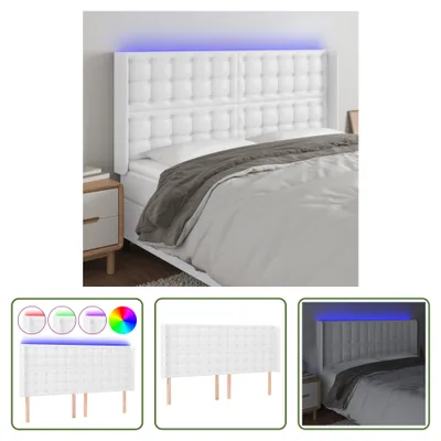 Produktbild von The Living Store LED Kopfteil Weiß 183x16x118/128 cm Kunstleder