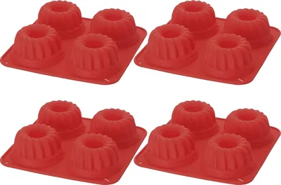 Produktbild von 4er Set Silikon Muffin Backform - Silikonbackform - Kuchenform - Cupcakes - Muffinform