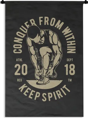 Produktbild von MuchoWow® Wandteppich Wandbehang Sport - Sprichwörter - Vintage 120x180 cm Tapisserie Dekoration Wandtuch - Schlafzimmer - Dekorationen für das Haus