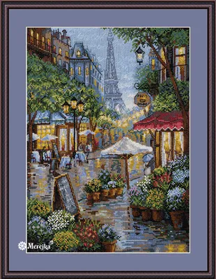 Produktbild von Merejka Kreuzstich Set "Paris im Regen ", Zählmuster, 21x29 cm