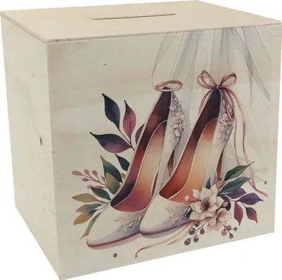 Produktbild von Brautschuhe Spardose aus Holz