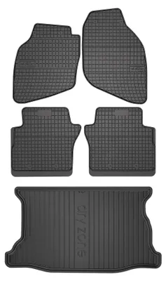 Productafbeelding van Rubberen automatten + kofferbakmat voor Honda Jazz II 2002-2007 (hatchback) – 5-delig, zwart, op maat – Wielganizator SolidPRO