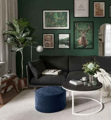 Produktbild von Runder Couchtisch CIRI mit Hocker Dunkelbeton