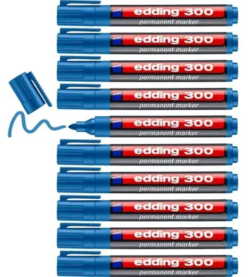 Immagine prodotto di Pennarello indelebile edding 300 azzurro Confezione da 10