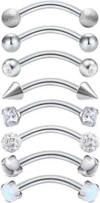 Produktbild von 20Stk Augenbrauenpiercings 16G Chirurgenstahl Kugel Perle Leuchtend Rook Cartilage Conch Daith Knorpel Bauch Piercing