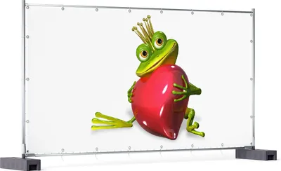 Produktbild von Wallario XXL Outdoor-Poster für Garten oder Balkon, Motiv Verliebter Froschkönig mit großem Herz, in ca. 340 x 173 cm