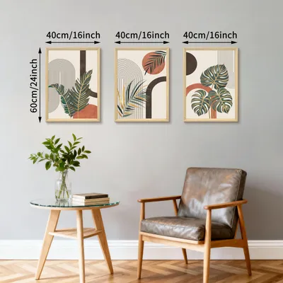 Obrázek produktu pro Plátna, rozměry 40x60 cm, sada 3 kusů, motiv: oranžové rostliny, vhodné do ložnice