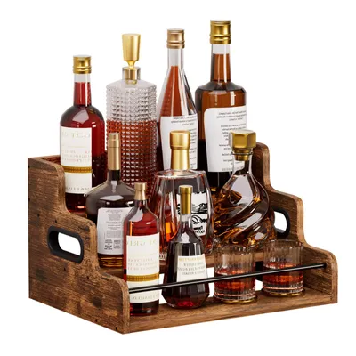 Produktbild von Yorbay Weinregal für Arbeitsplatte,Weinständer aus Holz ,Dreistöckiger Bar-Regal,Weinflaschenhalter für Küche, Wohnzimmer und Home-Bar