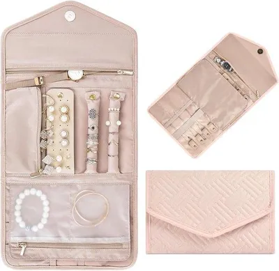 Immagine prodotto di Portagioie pieghevole per bracciali, orecchini, anelli, collane, rosa