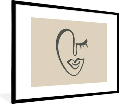 Produktbild von MuchoWow® Gerahmtes Poster Frau - Gesicht - Lippen 80x60 cm - Poster mit Schwarzem Bilderrahmen Wandposter Rahmen Foto Bilder - Schlafzimmer-Dekorationen - Fotoposter