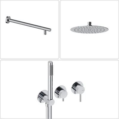 Produktbild von SANYCCES LOOP Unterputz Einhebel-Brausebatterie mit Umsteller, Handbrause & Brauseschlauch + Brausearm & Rain Kopfbrause, chrom