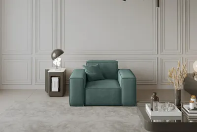 Produktbild von Sessel Designersessel CELES in Stoff Opera Velvet Petrol