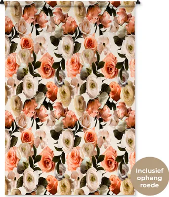 Produktbild von MuchoWow® Wandteppich Wandbehang Blumen - Rosen - Farben 120x180 cm Tapisserie Dekoration Wandtuch - Schlafzimmer - Dekorationen für das Haus