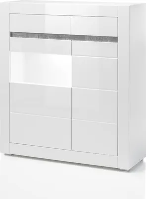 Produktbild von Highboard "Nobile" in weiß Hochglanz grau Kommode 100 x 112 cm