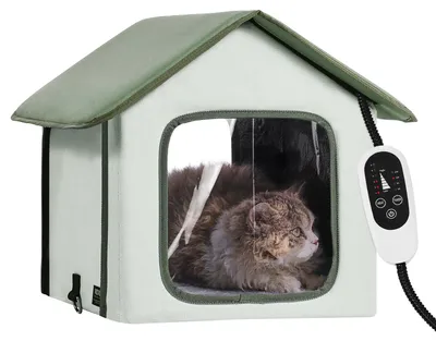 Immagine prodotto di VEVOR Casetta riscaldata per gatti, rifugio per gatti all'aperto con temperatura regolabile e timer, rifugio pieghevole per gatti in tessuto Oxford 600D con cuscino riscaldato