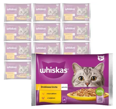 Zdjęcie produktu dla Whiskas Adult Drobiowa Uczta 52x85g Mokra Karma Dla Dorosłego Kota w Galaretce Kurczak Indyk