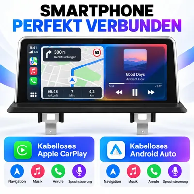 Produktbild von 10,25 Zoll CarPlay Android Autoradio Für BMW 1er E81 E82 E87 E88 2006-2012 Autoradio GPS Navi WIFI BT 4G-LTE SWC USB DSP iDrive 8-Kern, KI-generiertes Bild