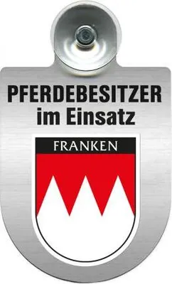 Produktbild von Einsatzschild mit Saugnapf - Pferdebesitzer im Einsatz - 393830 incl. Regionenwappen nach Wahl Color - Region Franken