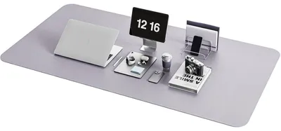 Immagine prodotto di Tappetino per scrivania, base in pelle e ecopelle, per mouse, colore grigio lilla, dimensioni 120x60 cm