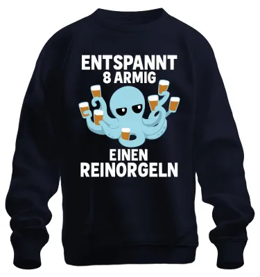 Produktbild von Entspannt 8 armig einen reinorgeln Oktopus Bier Geschenk Sweatshirt Pullover, Navy, S