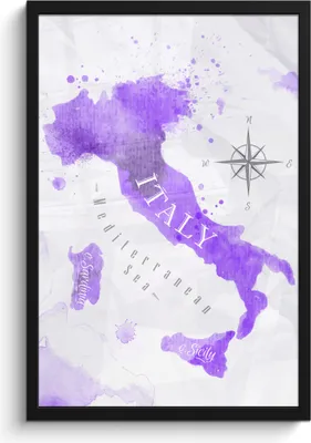 Produktbild von MuchoWow® MuchoWow® Gerahmtes Poster Karten - Italien - Farbe 40x60 cm - Poster mit zchwarzem Bilderrahmen - Papierdruck - Wandbilder
