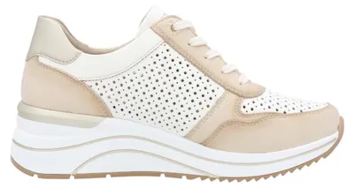 Imagen del producto de Zapatos de mujer Remonte, tipo botín con cordones, deportivos, color beige, para uso casual