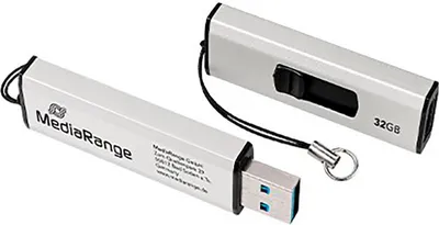 Produktbild von MediaRange MR916, 32 GB, USB Typ-A, 3.2 Gen 1 (3.1 Gen 1), 70 MB/s, Dia, Schwarz, Silber
