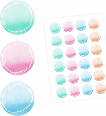 Produktbild von 24 Universaletiketten - Aquarell pastell - rund 4 cm Ø - Haushaltsetiketten Sticker Aufkleber