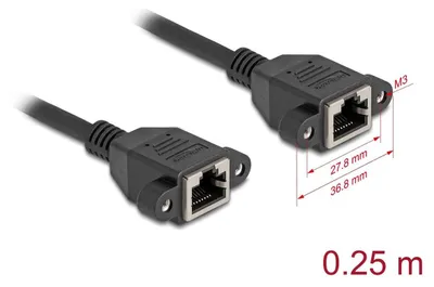 Obrázok produktu pre DeLOCK 90782, 0,25 m, Cat6a, S/FTP (S-STP), RJ-45, RJ-45, Čierna