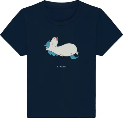 Produktbild von Mr. & Mrs. Panda Babyshirt Einhorn Schnuller 24. - 36. Monat - French Navy - Geschenk, T-Shirt Baby,  Shirt, Geburtstag, Kinder Top, Einhörner, Unicorn, Säugling, Mama