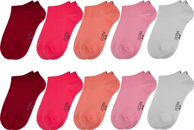 Produktbild von OCERA 10 Paar Sneaker Socken für Kinder (uni) in verschiedenen bunten Farben - 10 Paar Rot-Mix, 31-34