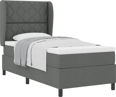 Zdjęcie produktu dla vidaXL Łóżko sprężynowe z materacem ciemnoszare 100 x 200 cm tkanina