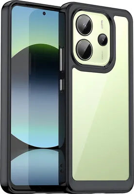 Produktbild von Schutzhülle für Xiaomi Redmi Note 14 4G Klar Rückseite Stoßfeste TPU Silikon Bumper Hülle Schwarz