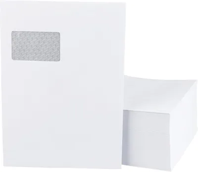Produktbild von 100 Stück Kuverts - C4 Versandtasche mit Fenster - 229x324 mm - Briefumschläge - weiß - selbstklebender Haftfix Verschluss - Umschläge - Papier