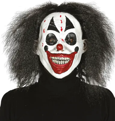 Produktbild von Blutige Clowns Maske aus Latex mit Haaren