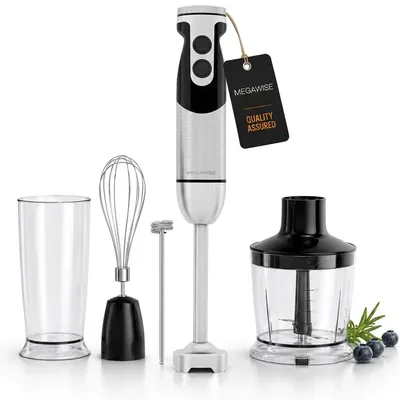5-in-1 Stabmixer, Titanmesser, 12 Stufen, 500 ml Zerkleinerer, schwarz