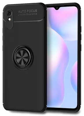 Produktbild von NALIA Ring Handy Hülle für Xiaomi Redmi 9A, Schutz Phone Case Tasche Etui Bumper Schwarz