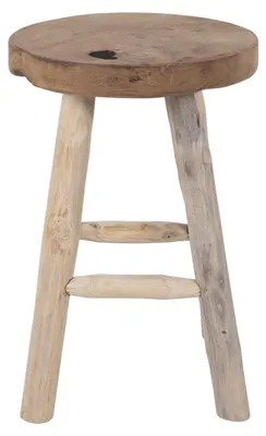 Image de Tabouret Badia en teck naturel à 4 pieds, ø30 x 45 cm