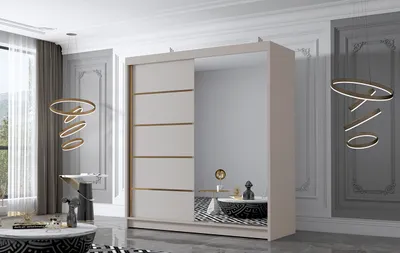 Obrázok produktu pre Šatníková skriňa so zrkadlom MILINA - 180 cm, kašmír
