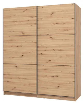 Produktbild von Dmora Großer Kleiderschrank Runde 179x210h cm Braun Eiche Knoten, Kleiderstange 5 Regalböden