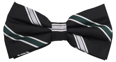 Produktbild von Fabio Farini - 1 Stück Herren Streifen Fliegen - Männer Querbinder Vorgebunden Bowtie Streifen - Schwarz/Silber/Grün/Weiß