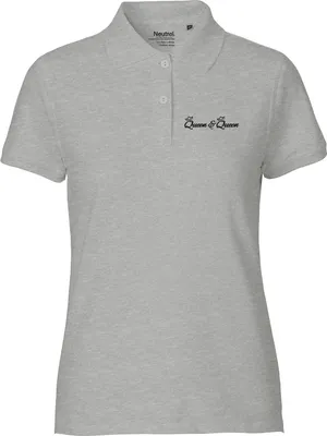 Produktbild von Huuraa Damen Polo Shirt Queen & Queen Krone XXL Sport Grey Bio Baumwolle Fairtrade Poloshirt Geschenkidee
