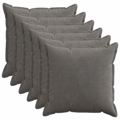 Image de vidaXL, housses de coussin, 6 pièces, HOUTEN, gris foncé, 70 x 70 cm, cord